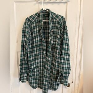 Green Plaid Button-Up Shirt